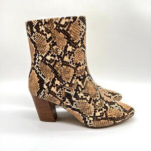 Faryl By Farylrobin Womens‎ Size 7.5 Tan Brown Snake Snakeskin Ankle Boots Shoes